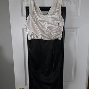 Betsy & Adam Black and Cream Midi Dress